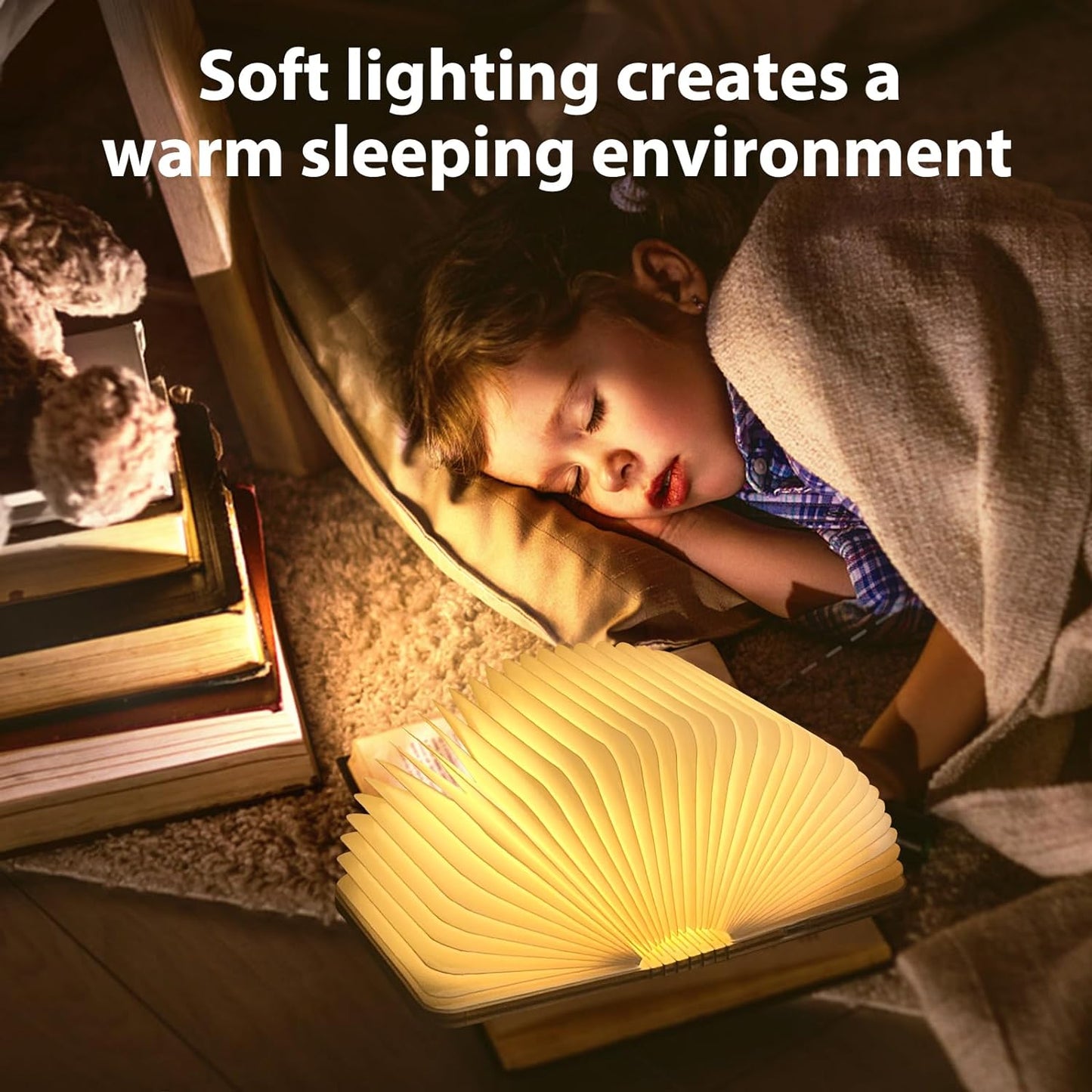 LED Foldable Wooden Book Lamp