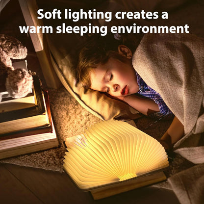 LED Foldable Wooden Book Lamp