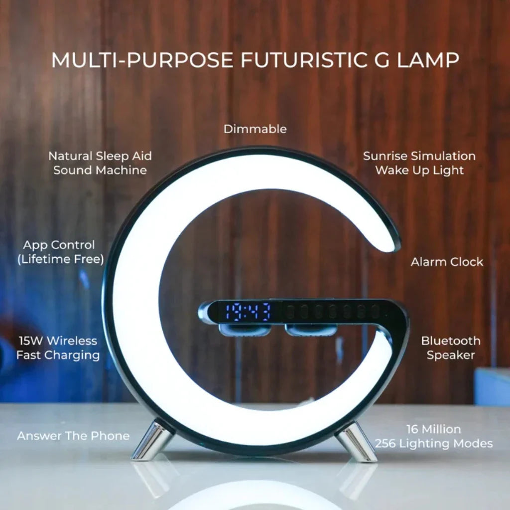G Intelligent Lamp with Speaker, Clock and Charger