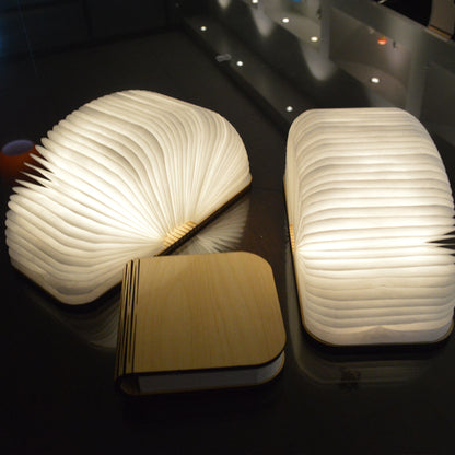 LED Foldable Wooden Book Lamp