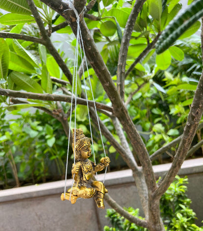 Gold Plated Krishna Idol with attached Jhula