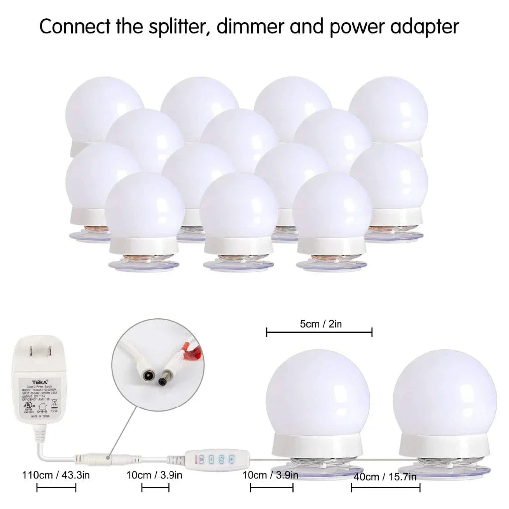 Hollywood Led Vanity Mirror Lights - 14 LED Bulbs