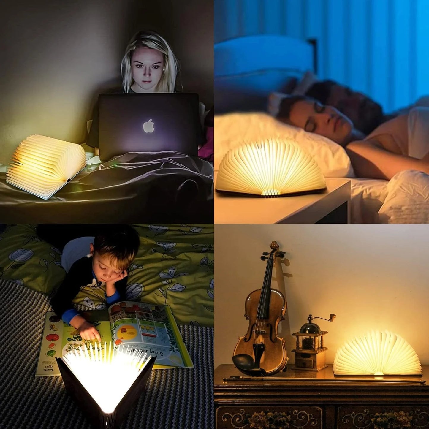 LED Foldable Wooden Book Lamp