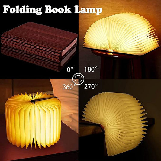 LED Foldable Wooden Book Lamp